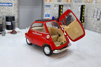 Fire Department FEUERWEHR BMW Isetta  Red Bubble Car 1:18 Scale Car Model