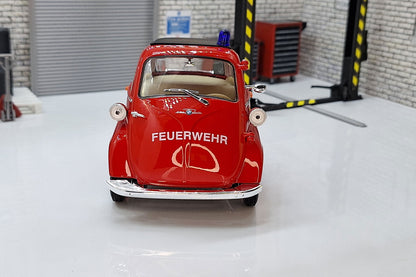 Fire Department FEUERWEHR BMW Isetta  Red Bubble Car 1:18 Scale Car Model