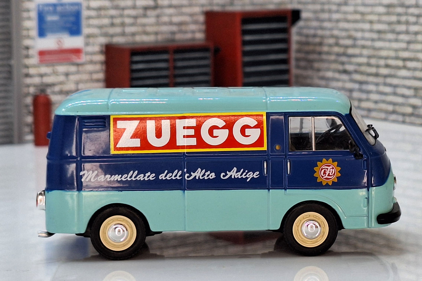 Fiat 1100 T Transporter 1961 'Zuegg' Turquoise/BlueVan 1:43 Scale Model Cased