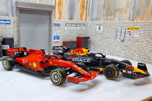 2 Car F1 Radio Control Race Set Verstappen Red Bull & Leclerc Ferrari 1:24 Scale Cars