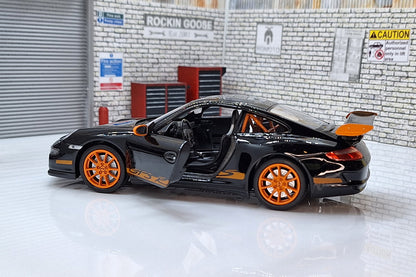 PORSCHE 911 GT3 RS (997) Black Orange  1:24 Scale Car Model