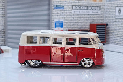 VW Volkswagen Slammed Camper Van Samba Red  1:32