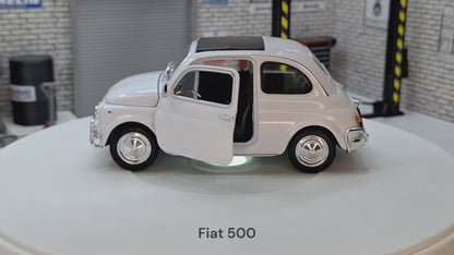 Fiat 500 - White 1:24 Scale Car