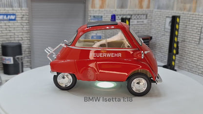 Fire Department FEUERWEHR BMW Isetta  Red Bubble Car 1:18 Scale Car Model