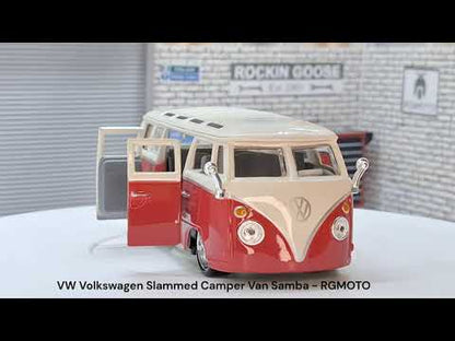 VW Volkswagen Slammed Camper Van Samba Red  1:32