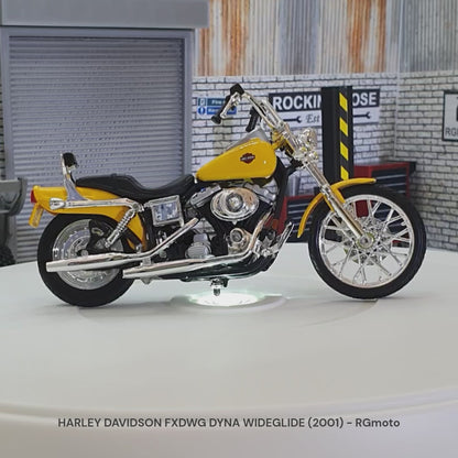 Harley Davidson FXDWG Dyna Wide Glide 2001 Yellow 1:18 Scale Model